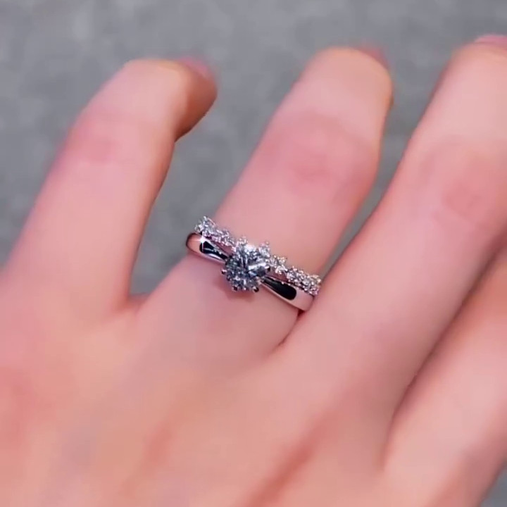 Round Cut Diamond White 925 Sterling Silver Classic Solitaire Ring Set