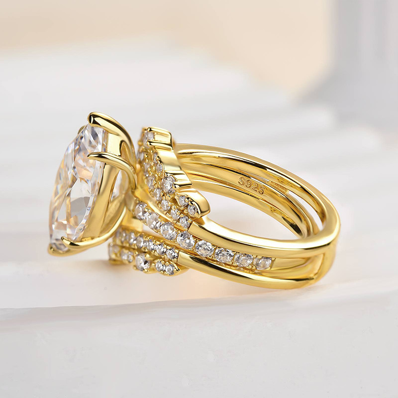 Marquise Cut Diamond White Sterling Silver Ring Set