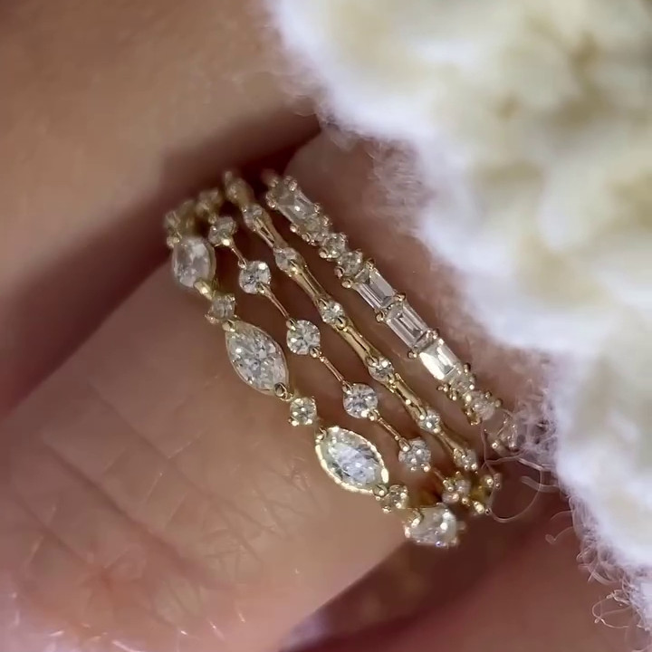 Diamond White Sterling Silver Yellow Gold 4-Piece Bridal Sets