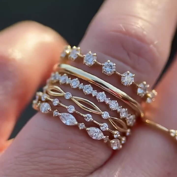 Diamond White Sterling Silver Yellow Gold 6-Piece Bridal Sets