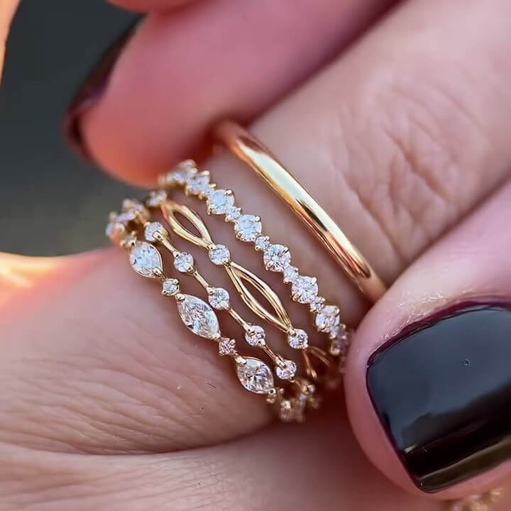 Diamond White Sterling Silver Yellow Gold 6-Piece Bridal Sets