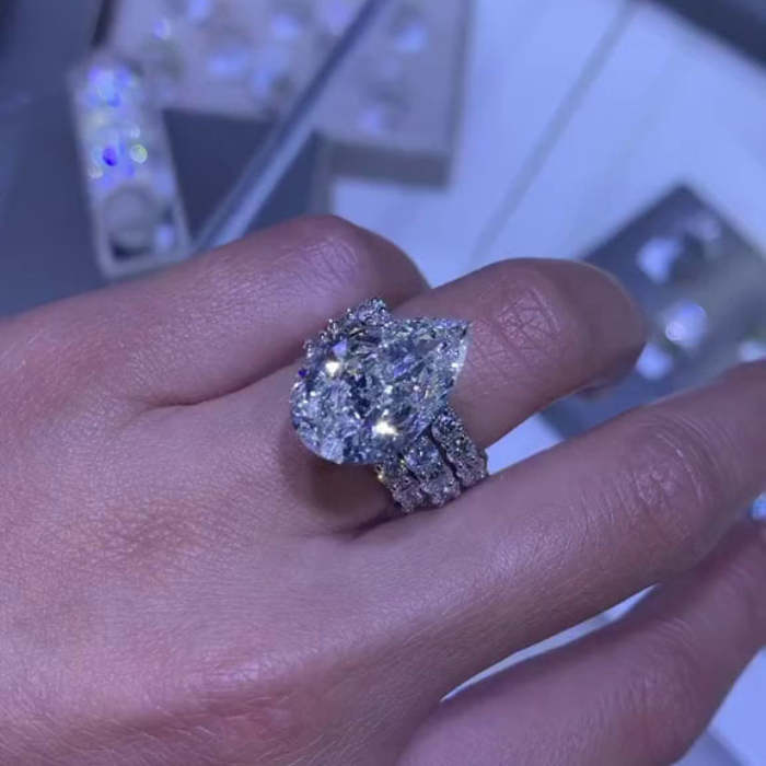 Pear Cut Diamond White 925 Sterling Silver 3-Piece Wedding Ring Set