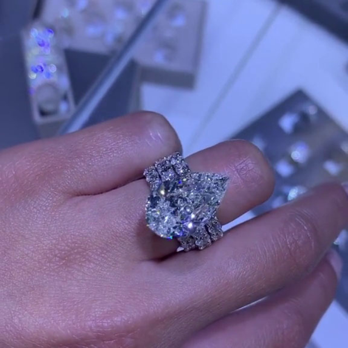 Pear Cut Diamond White 925 Sterling Silver 3-Piece Wedding Ring Set