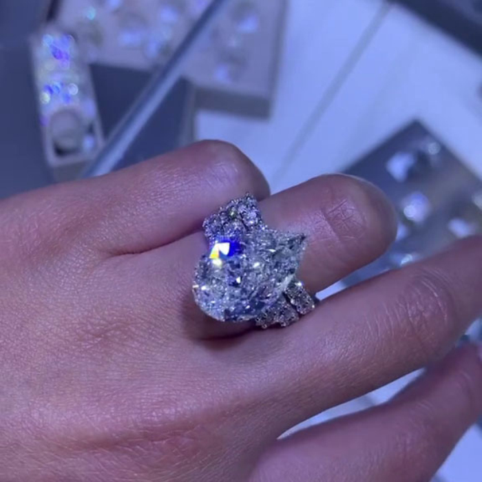 Pear Cut Diamond White 925 Sterling Silver 3-Piece Wedding Ring Set