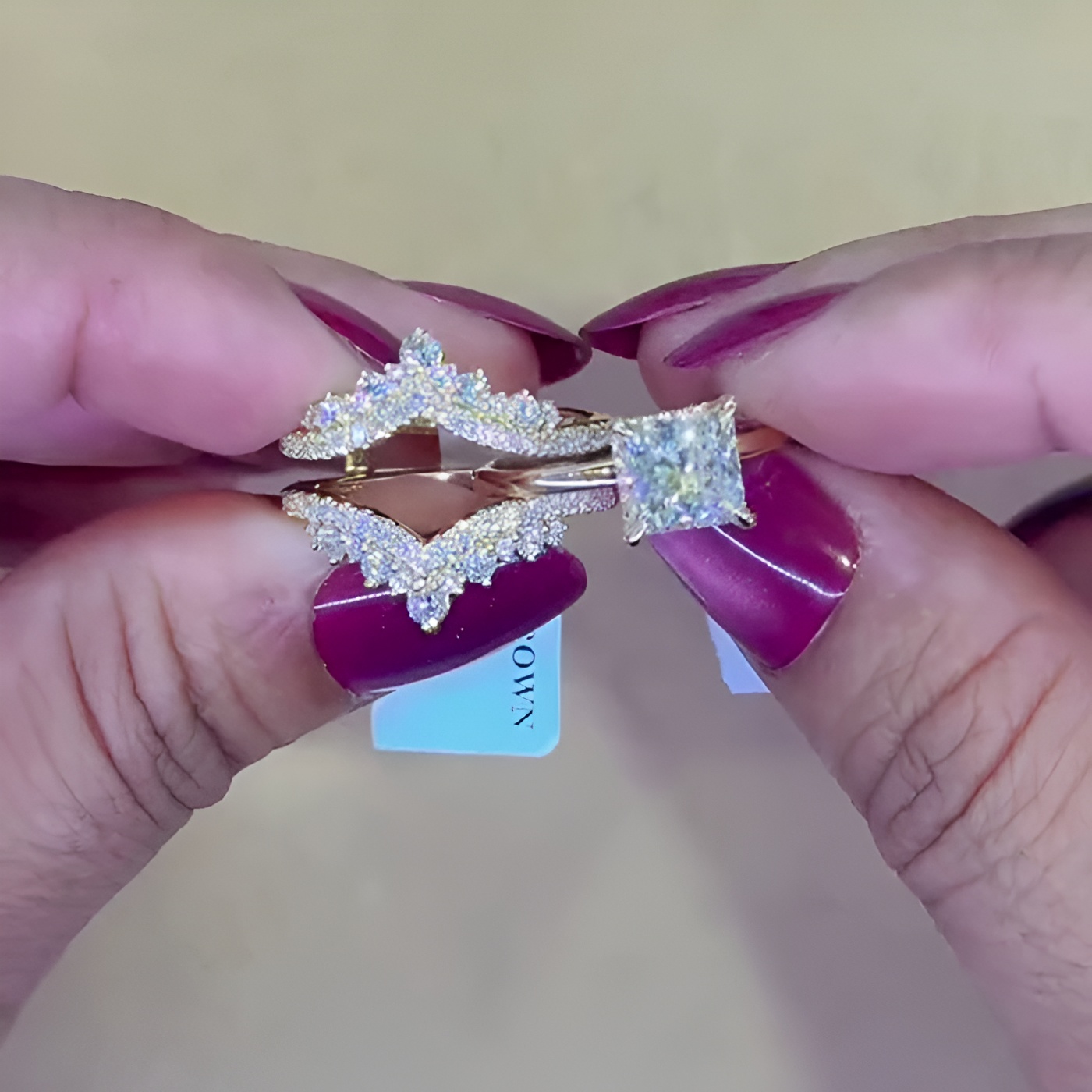 Princess Cut Diamond White 925 Sterling Silver Yellow Gold Art Deco Jacket Ring