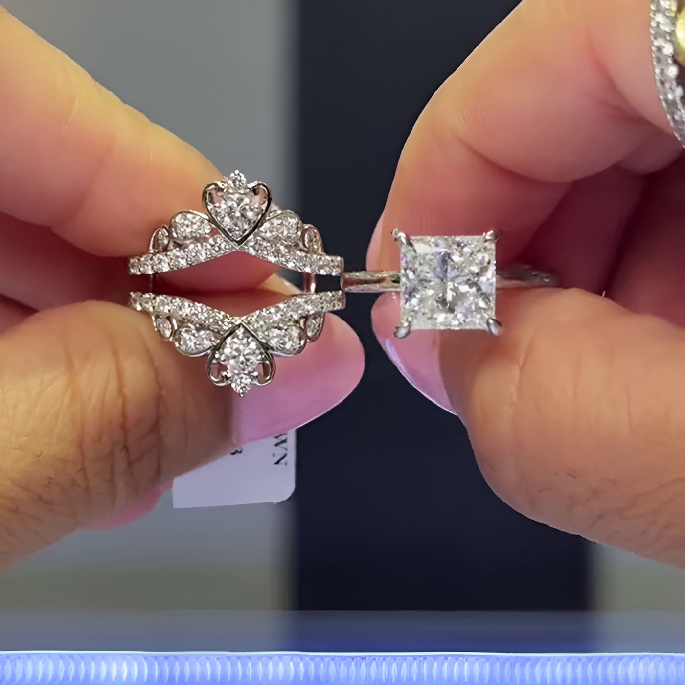 Princess Cut Diamond White 925 Sterling Silver Art Deco Jacket Ring