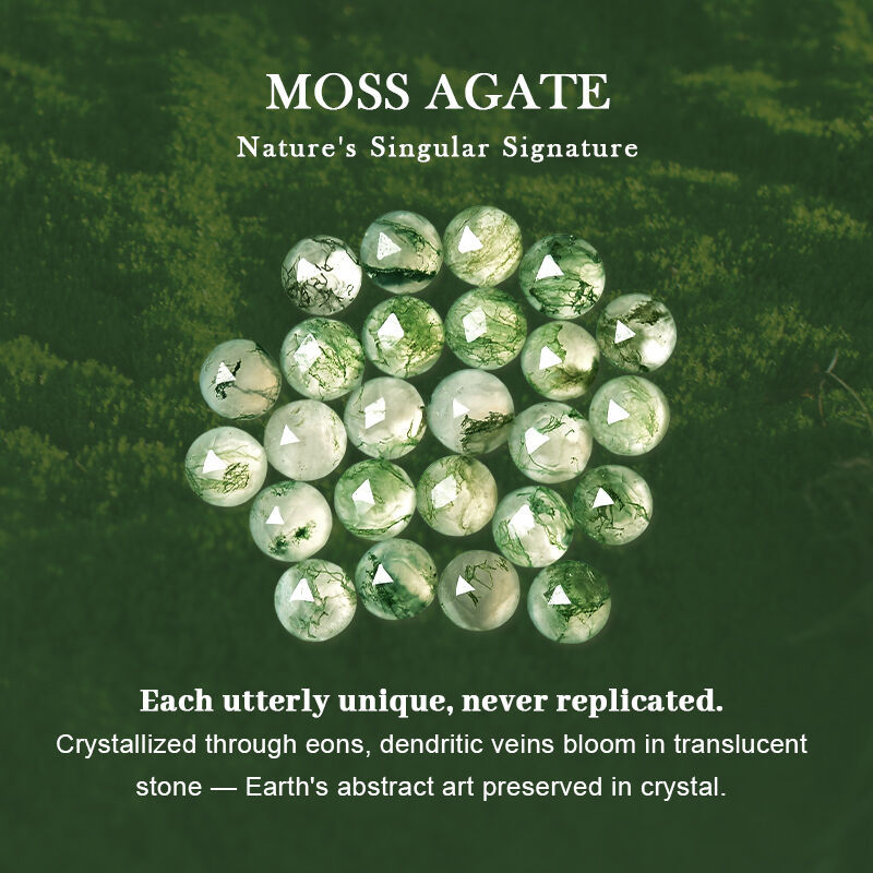 Oval Cut Green Moss Agate Nature Inspired Sterling Silver Bridal Ring Set