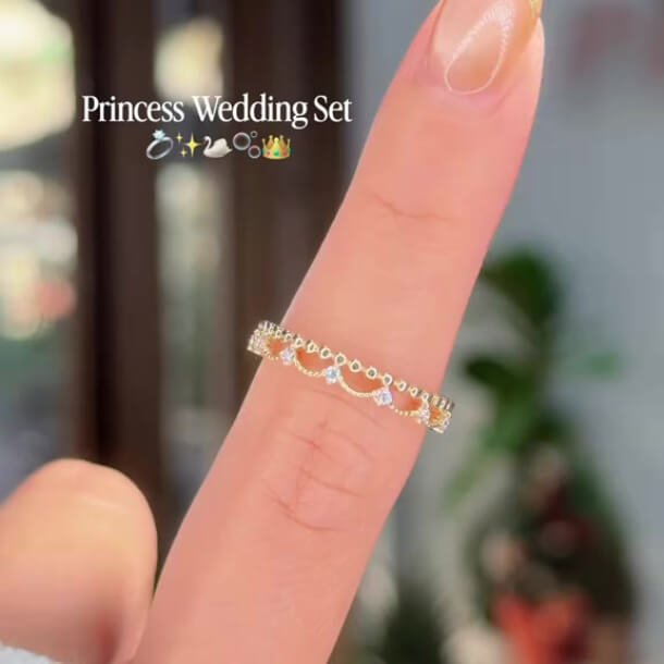 Marquise Cut Diamond White Sterling Silver Yellow Gold Crown 3-Piece Bridal Ring Sets