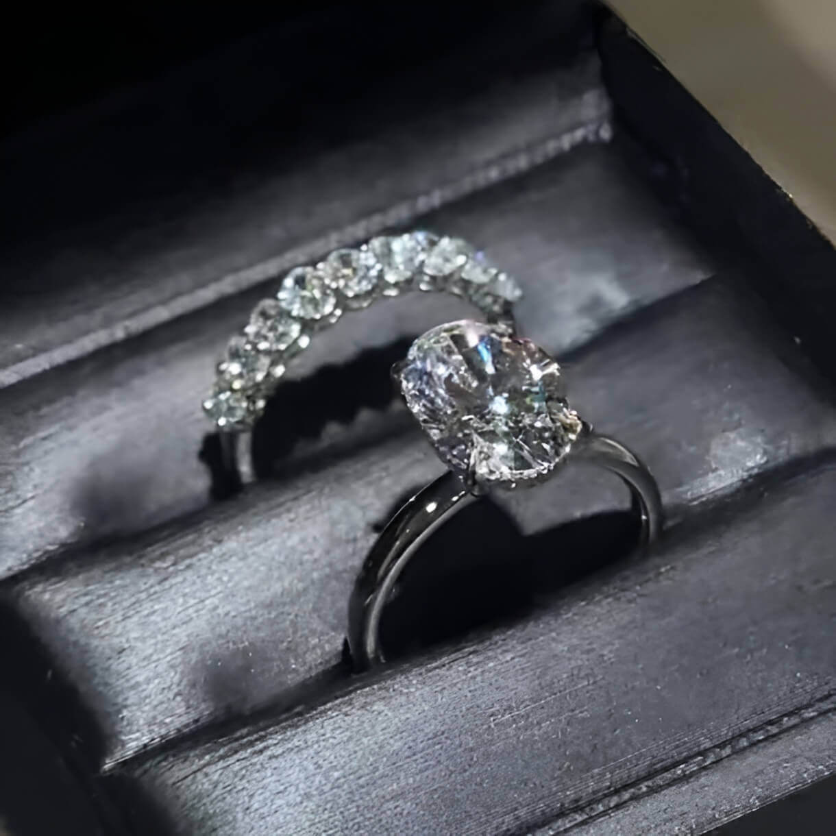 Oval Cut Diamond White Sterling Silver Classic Bridal Ring Sets