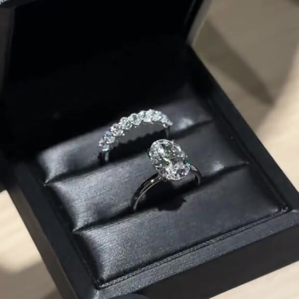 Oval Cut Diamond White Sterling Silver Classic Bridal Ring Sets