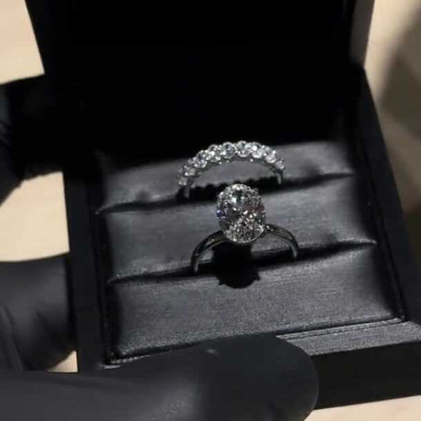 Oval Cut Diamond White Sterling Silver Classic Bridal Ring Sets