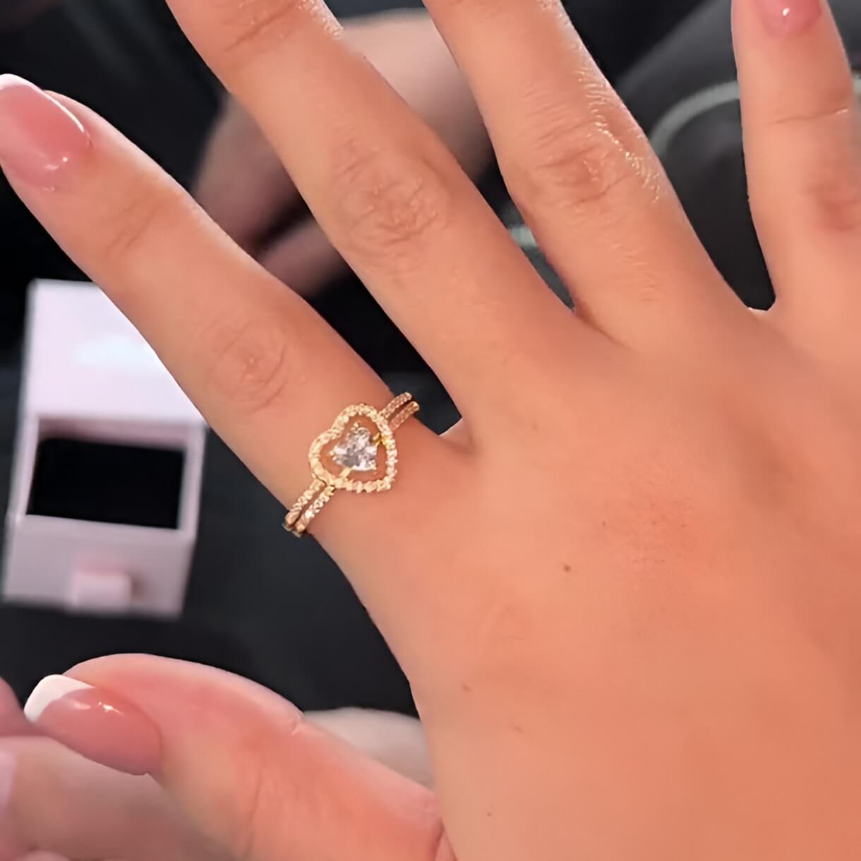 Heart Cut Diamond White Sterling Silver Yellow Gold Bridal Ring Sets