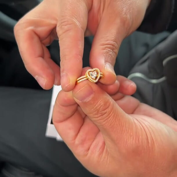 Heart Cut Diamond White Sterling Silver Yellow Gold Bridal Ring Sets