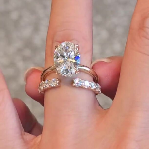 Oval Cut Diamond White Sterling Silver Yellow Gold Halo Bridal Ring Sets