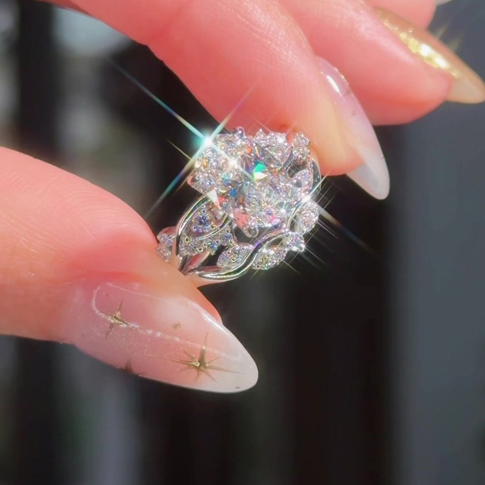 Oval Cut Diamond White Sterling Silver Intertwined Bridal Ring Sets