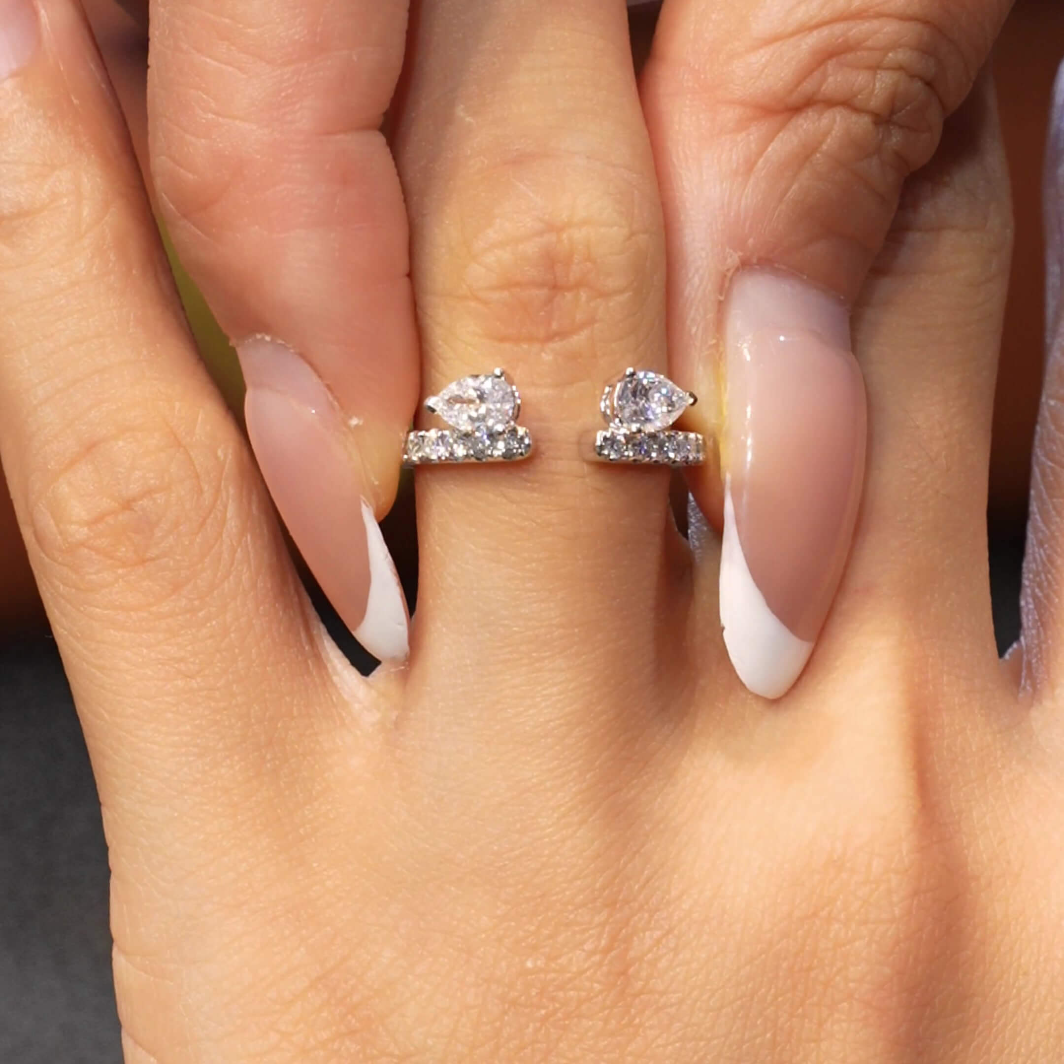 Oval Cut Diamond White Sterling Silver Solitaire Wrap Guard Bridal Ring Set