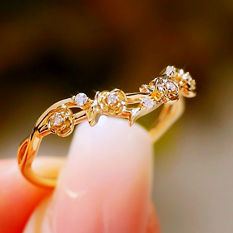 Marquise Cut Diamond White Yellow Gold Sterling Silver Flowers Art Deco Bridal Ring Set