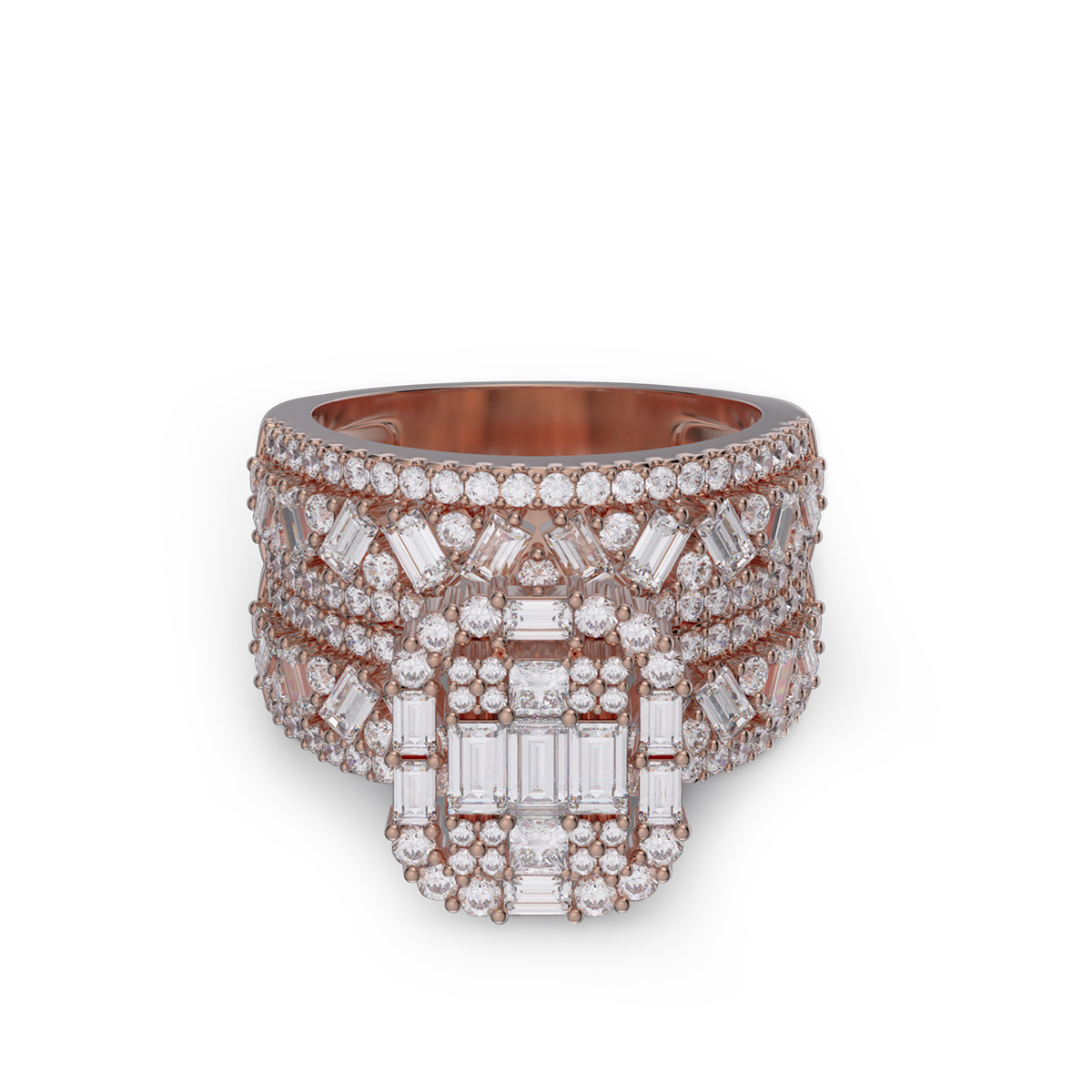 Emerald Cut Diamond Cluster White Sterling Silver Bridal Sets