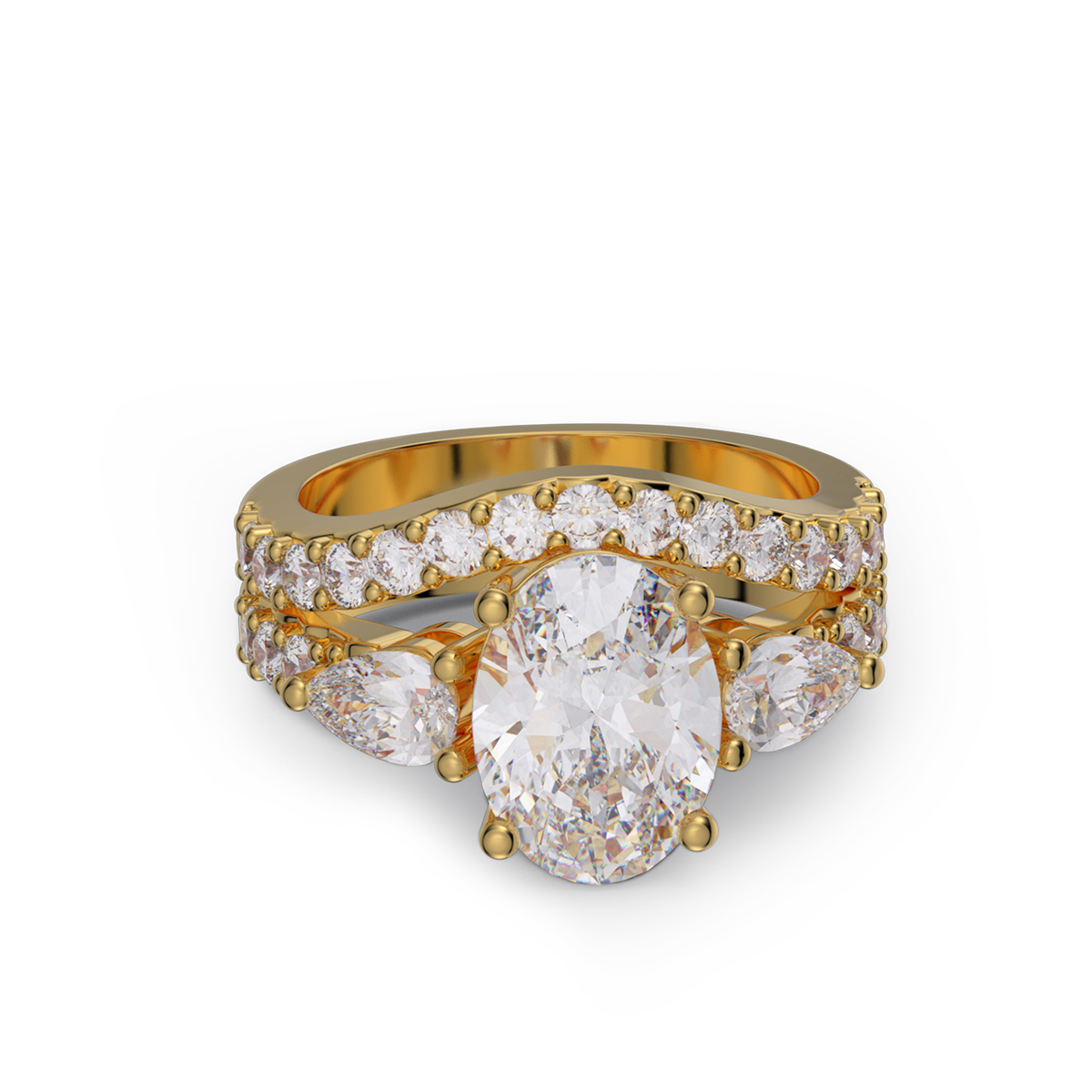 Oval Cut Diamond White Sterling Silver Bridal Sets