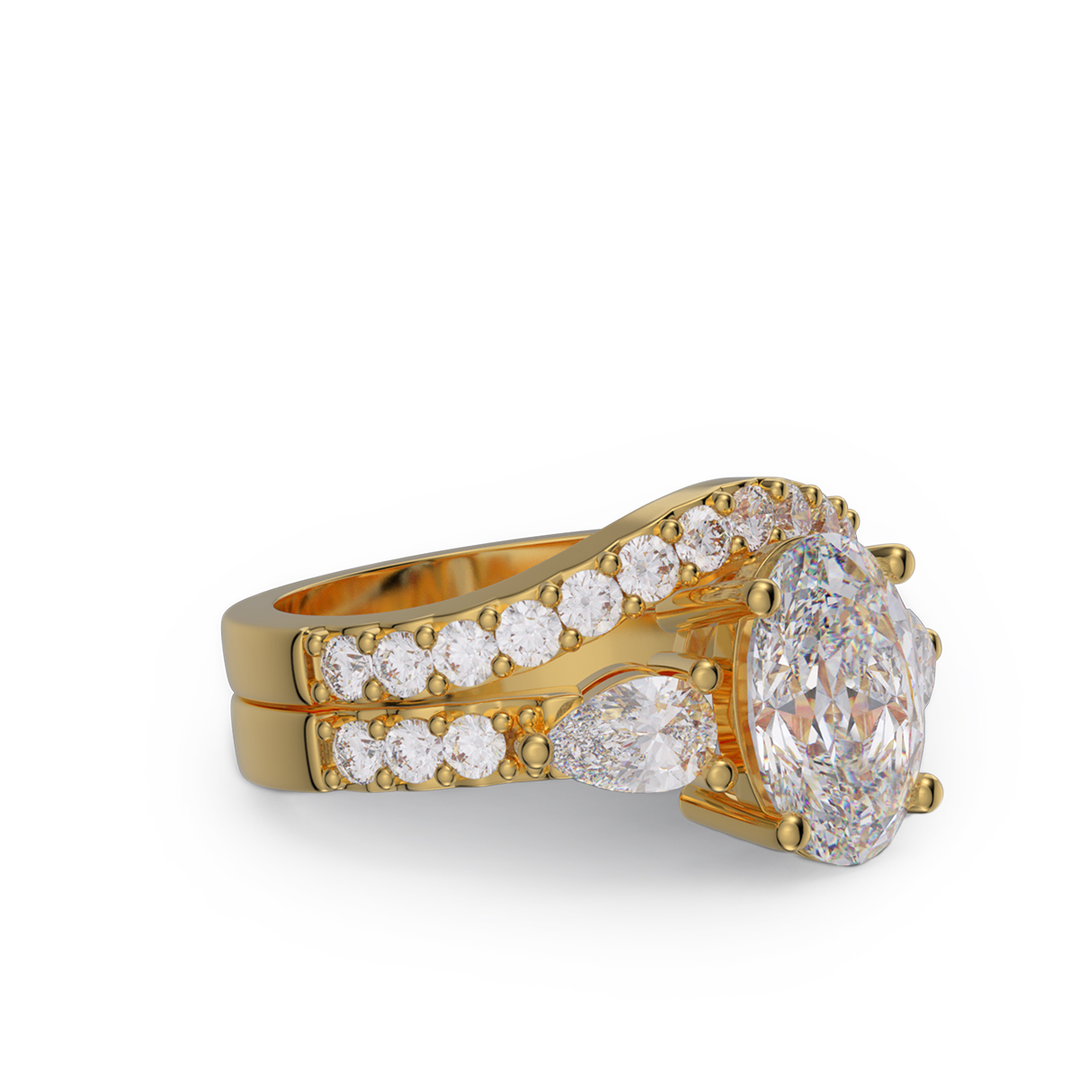 Oval Cut Diamond White Sterling Silver Bridal Sets