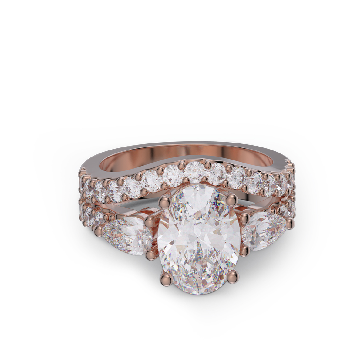 Oval Cut Diamond White Sterling Silver Bridal Sets