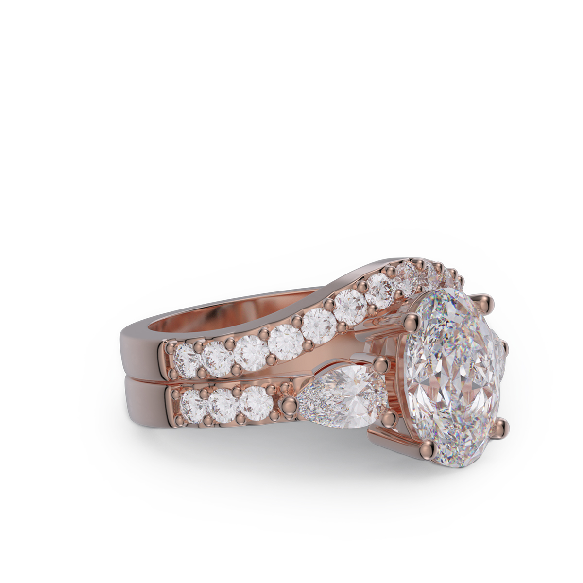 Oval Cut Diamond White Sterling Silver Bridal Sets