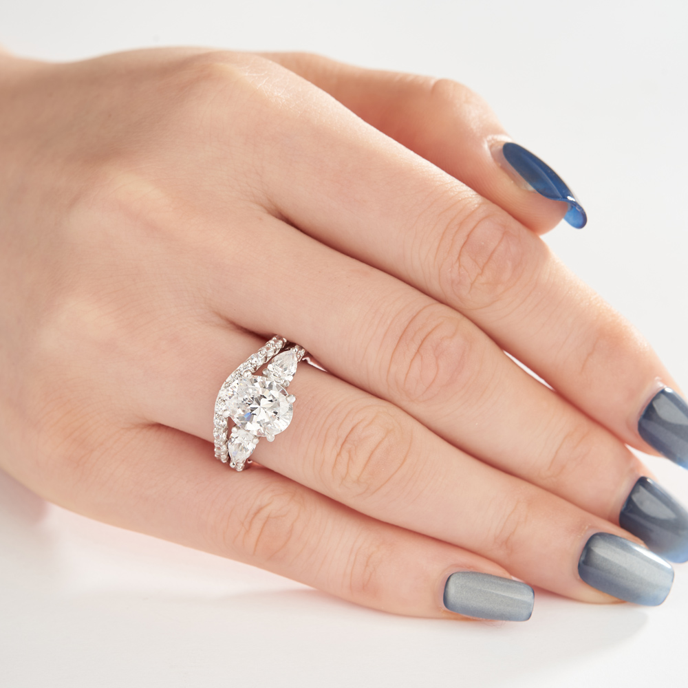 Oval Cut Diamond White Sterling Silver Bridal Sets