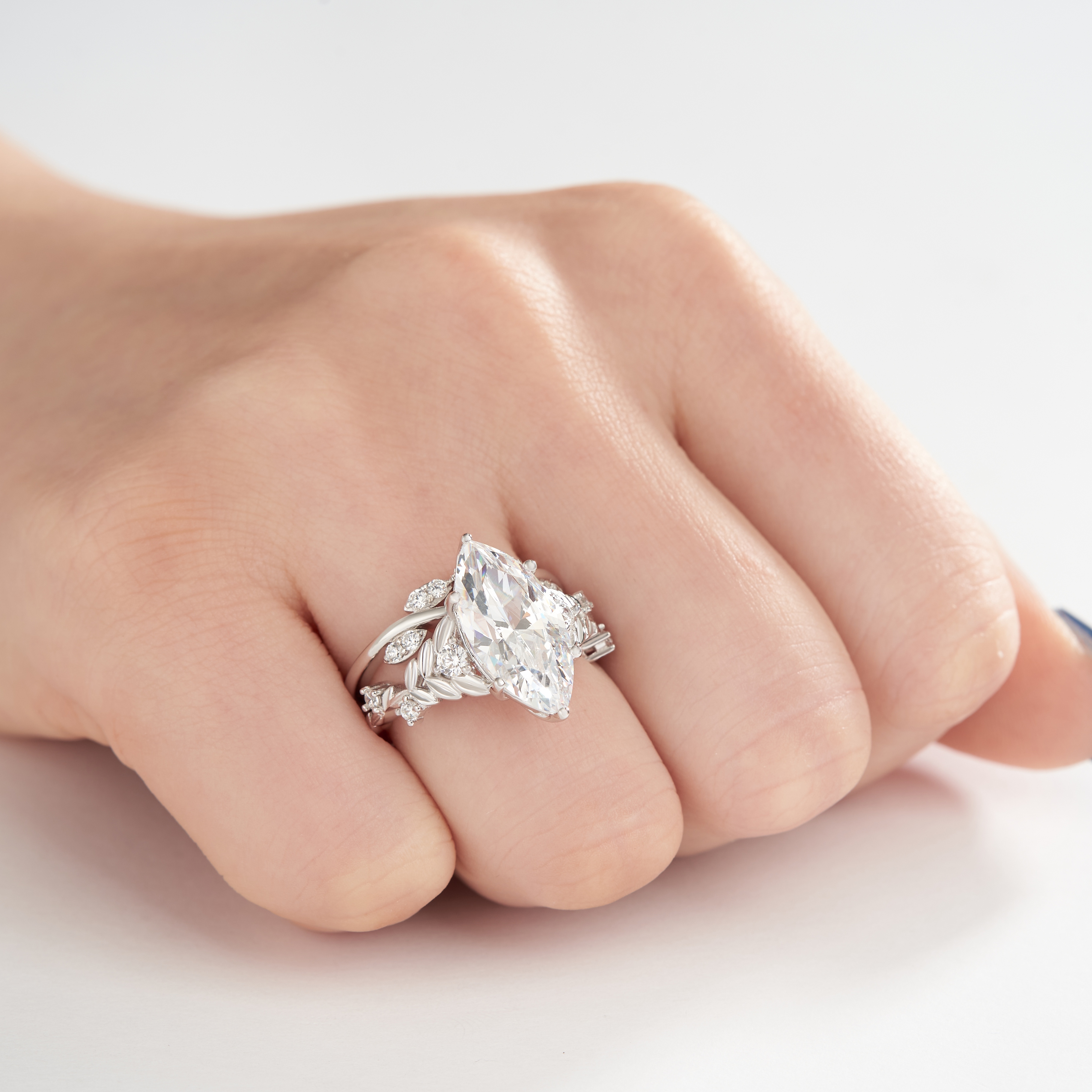 Marquise Cut Diamond White Sterling Silver Art Deco Bridal Ring Sets