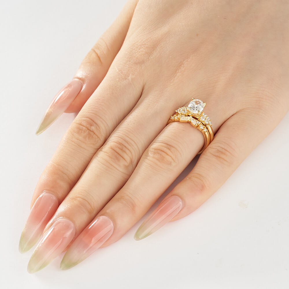 Oval Cut Diamond White Sterling Silver Butterfly Bridal Ring Sets