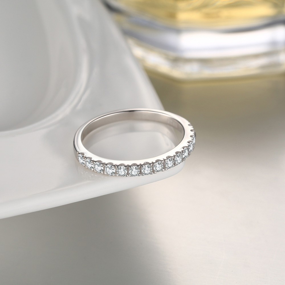 Diamond White Round Cut 925 Sterling Silver Band