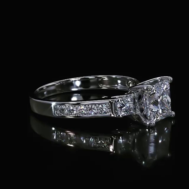 Diamond White Princess Cut 925 Sterling Silver 3-Stone Engagement Ring