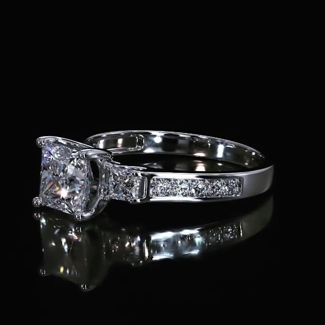 Diamond White Princess Cut 925 Sterling Silver 3-Stone Engagement Ring