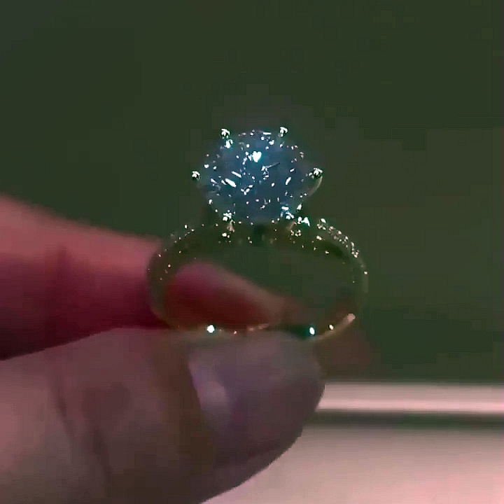 Sterling Silver Round Cut Diamond White Yellow Gold Engagement Ring