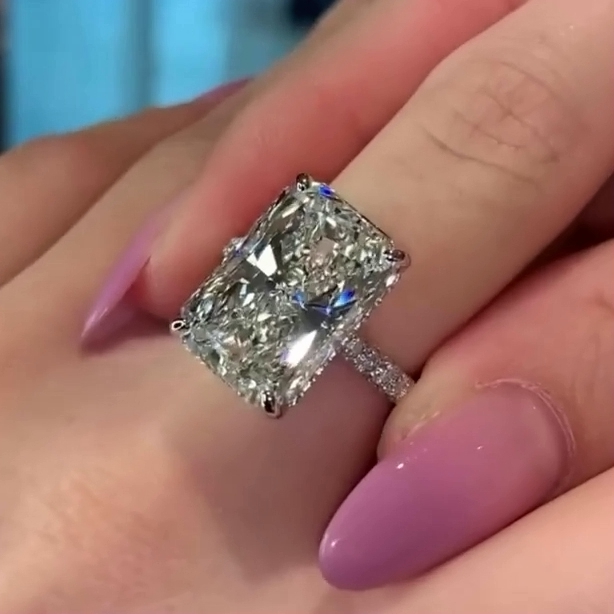 Radiant Cut Diamond White Engagement Ring in 925 Sterling Silver