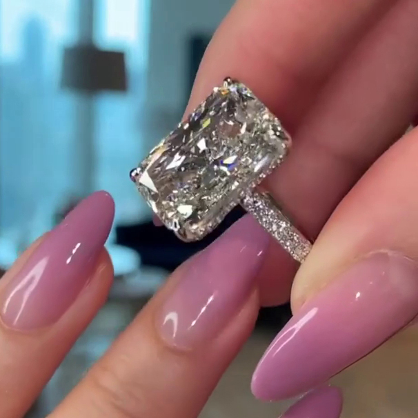 Radiant Cut Diamond White Engagement Ring in 925 Sterling Silver