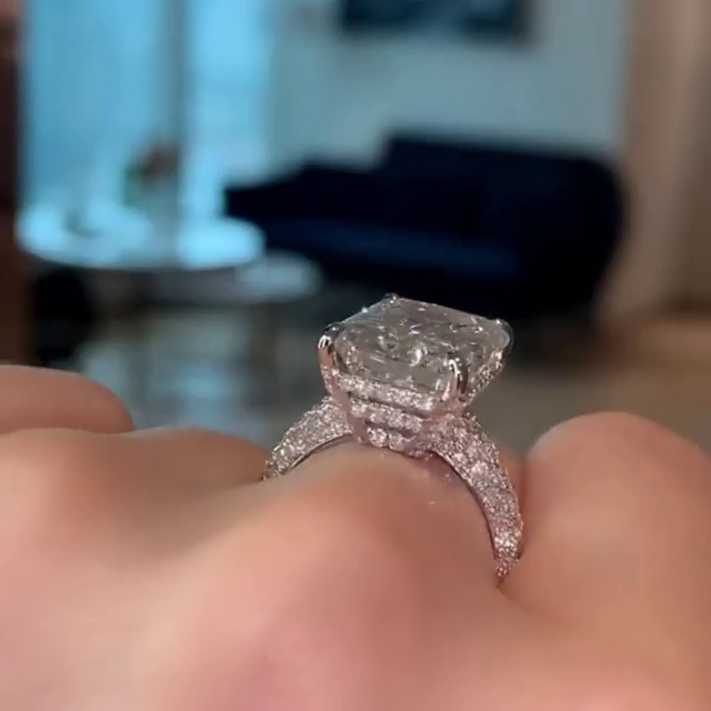 Radiant Cut Diamond White Engagement Ring in 925 Sterling Silver