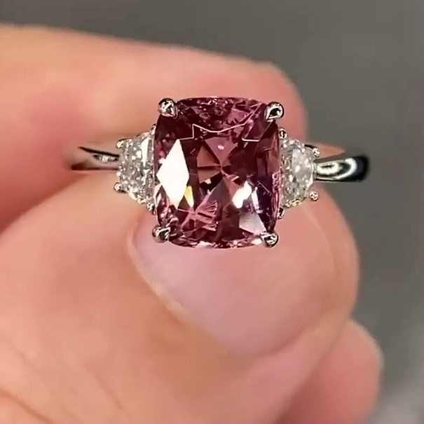 Radiant Cut Garnet Red 3-Stone Engagement Rings in 925 Sterling Silver