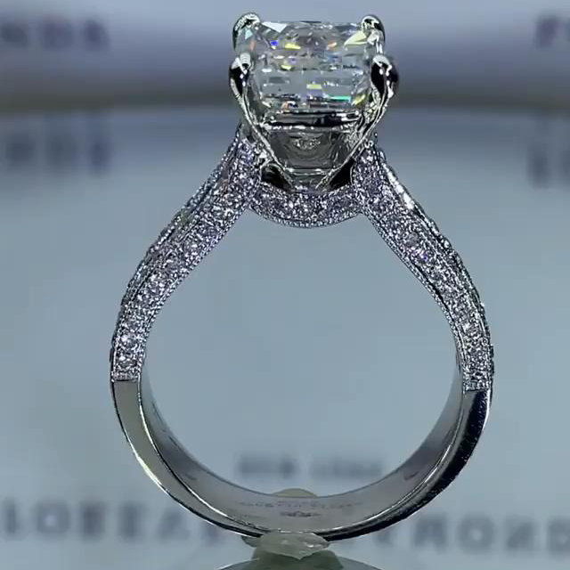 Diamond White Radiant Cut Engagement Ring in 925 Sterling Silver