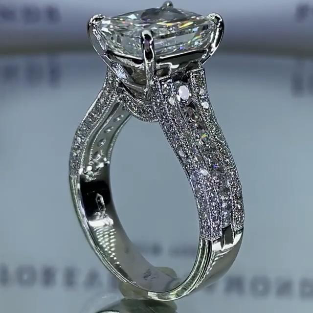Diamond White Radiant Cut Engagement Ring in 925 Sterling Silver