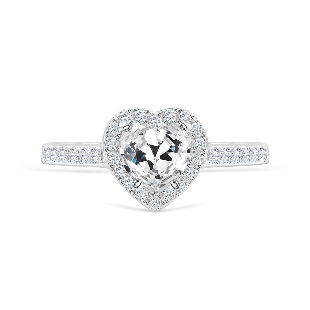 Heart Cut Diamond White Halo Engagement Ring in 925 Sterling Silver