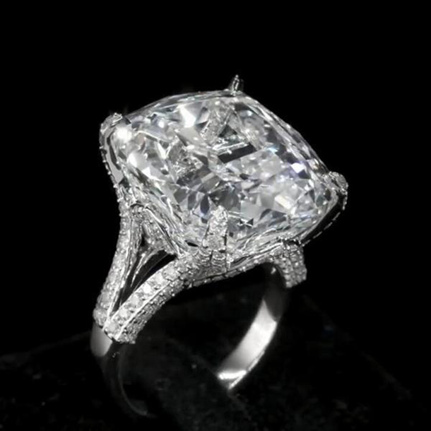 Cushion Cut Diamond White Engagement Ring in 925 Sterling Silver