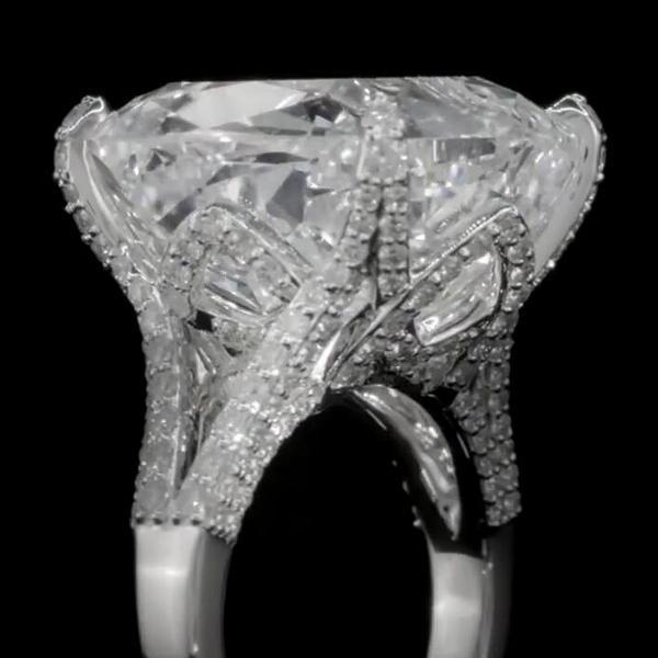 Cushion Cut Diamond White Engagement Ring in 925 Sterling Silver