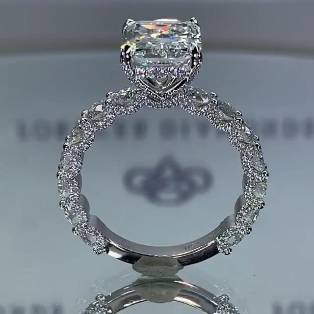 Diamond White Radiant Cut Engagement Ring in 925 Sterling Silver