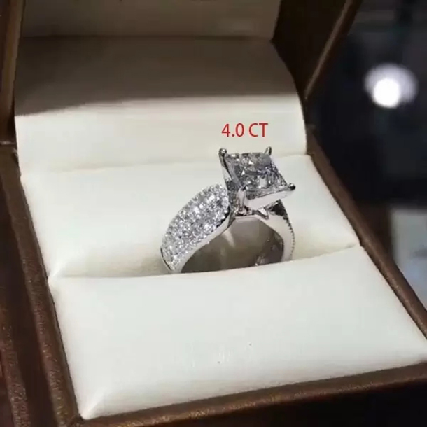 Princess Cut Diamond White 925 Sterling Silver Engagement Ring