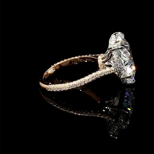 Diamond White Heart Cut 925 Sterling Silver Gold Engagement Ring
