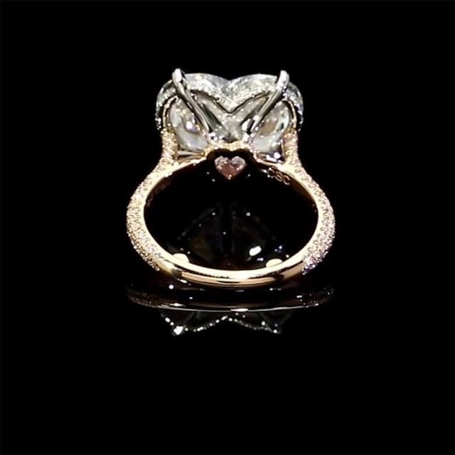 Diamond White Heart Cut 925 Sterling Silver Gold Engagement Ring