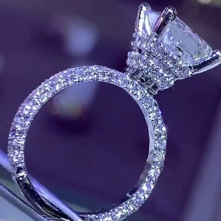 Princess Cut Diamond White Classic Engagement Ring in 925 Sterling Silver