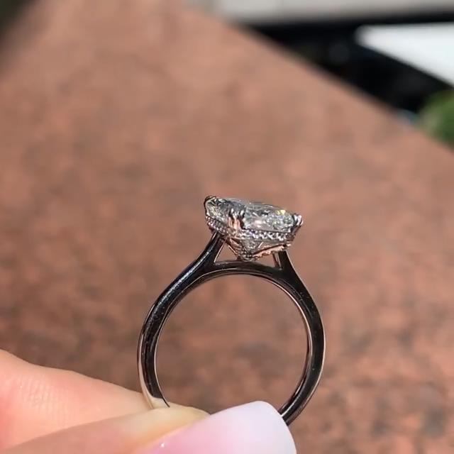 Diamond White Radiant Cut Classic Engagement Ring in 925 Sterling Silver