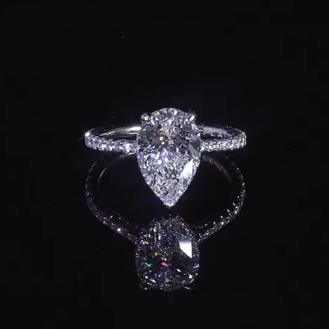 Pear Cut Diamond White 925 Sterling Silver Halo Engagement Ring