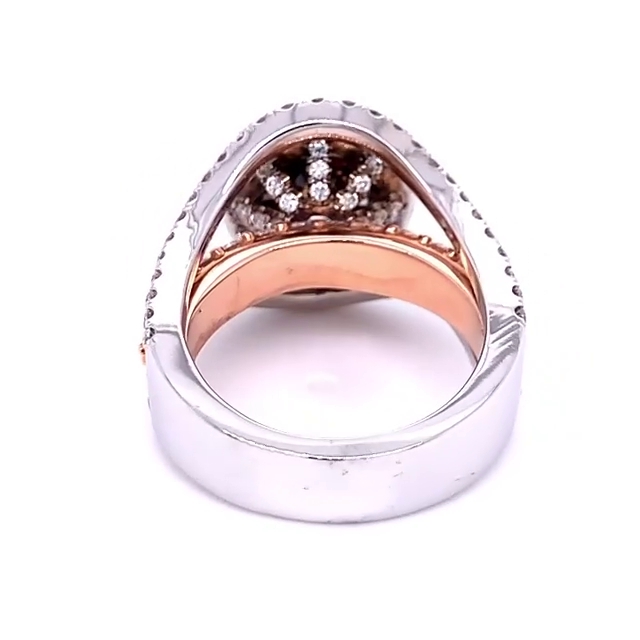 Round Cut Chocolate Rose Gold Halo Engagement Ring in 925 Sterling Silver